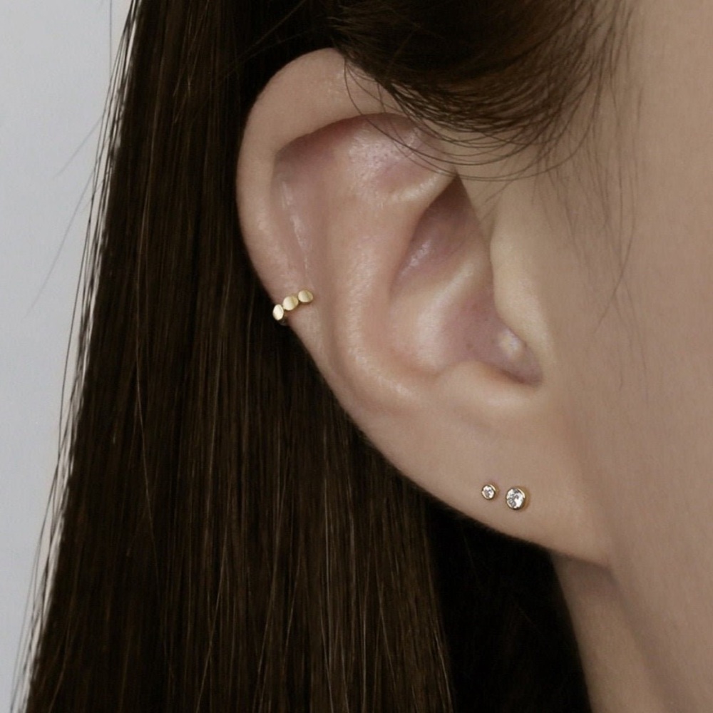 adaylike 14k Solid Yellow Gold Tiny Flat Circle Cartilage Hoop